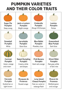 pumpkin varieties and their color traits.